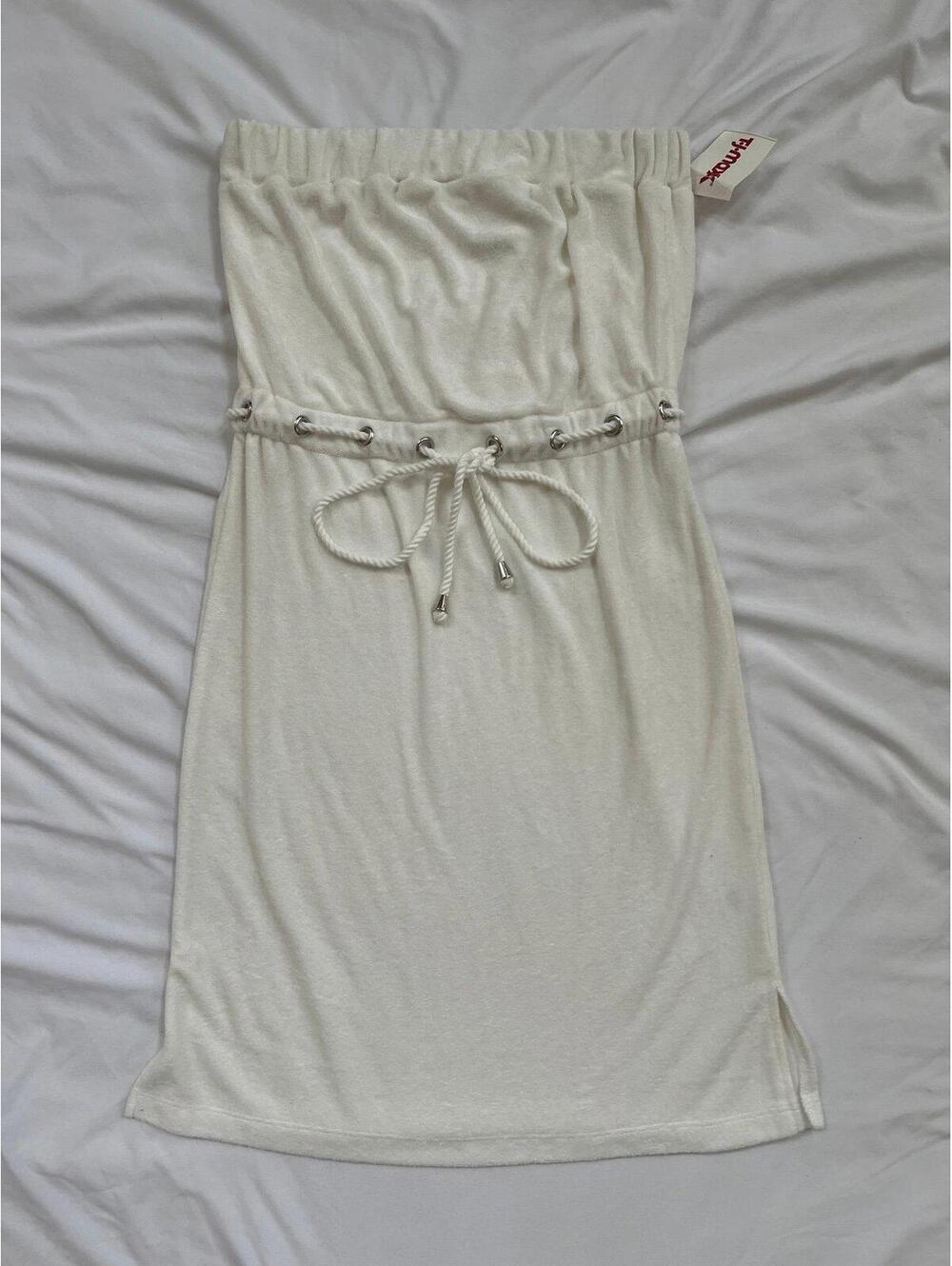 Beach Break women’s size small white terry strapless beach cover up dress